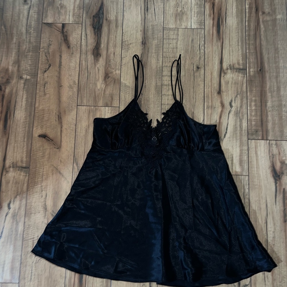 black slip dress